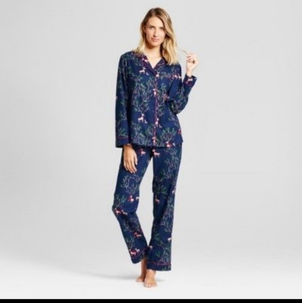 Gilligan & O'Malley Flannel Holiday Pajama Top & Pants Blue Red Size XS